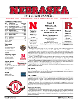 2014 HUSKER FOOTBALL Game 8: Nebraska vs. 2014 Nebraska Schedule