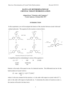 RATE LAW DETERMINATION OF CRYSTAL VIOLET HYDROXYLATION
