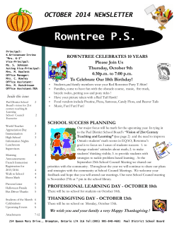 Rowntree P.S. OCTOBER 2014 NEWSLETTER