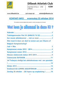 Dilbeek Atletiek Club VZW KONTAKT-INFO   woensdag 22 oktober 2014