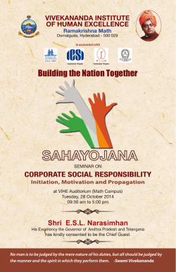 Building the Nation Together VIVEKANANDA INSTITUTE OF HUMAN EXCELLENCE Ramakrishna Math
