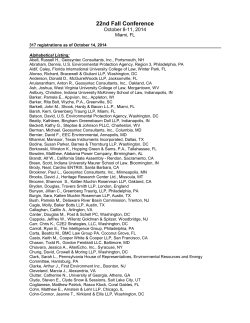 22nd Fall Conference October 8-11, 2014 Miami, FL