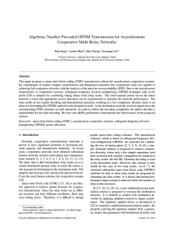 Algebraic Number Precoded OFDM Transmission for Asynchronous Cooperative Multi-Relay Networks Hua Jiang