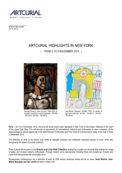 ARTCURIAL HIGHLIGHTS IN NEW YORK - FROM 3 TO 9 NOVEMBER 2014