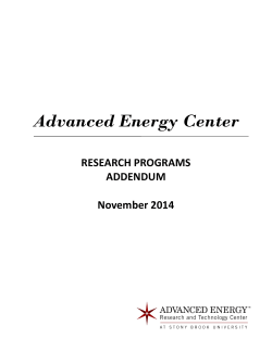 Advanced Energy Center RESEARCH PROGRAMS ADDENDUM
