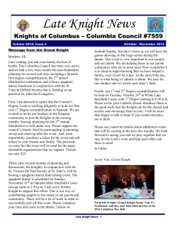 Late Knight News Knights of Columbus – Columbia Council #7559