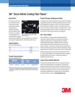 3M Boron Nitride Cooling Filler Flakes* Introduction Product Storage, Handling and Safety