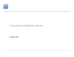 Overview of Goldman Sachs  October 2014