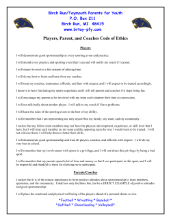 Players, Parent, and Coaches Code of Ethics  P.O. Box 211