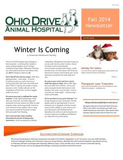 Winter Is Coming Fall 2014 Newsletter