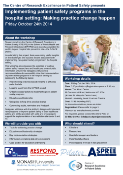 Implementing patient safety programs in the Friday October 24th 2014