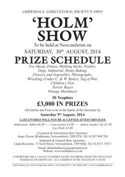‘HOLM’ SHOW PRIZE SCHEDULE