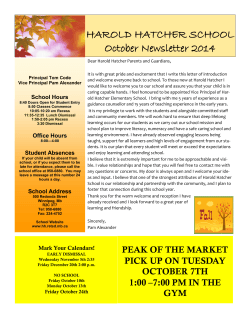 HAROLD HATCHER SCHOOL October Newsletter 2014