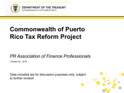 Commonwealth of Puerto Rico Tax Reform Project PR Association of Finance Professionals