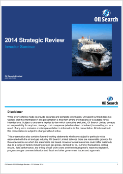 2014 Strategic Review Investor Seminar Disclaimer