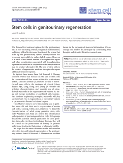 Stem cells in genitourinary regeneration EDITORIAL Open Access John D Jackson