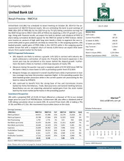 United Bank Ltd  Company Update  Result Preview ‐ 9MCY14 