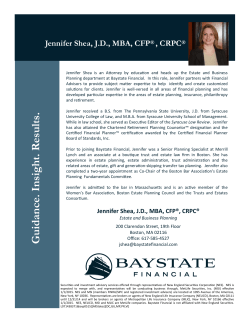 Jennifer Shea, J.D., MBA, CFP , CRPC  ®