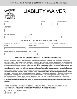 LIABILITY WAIVER EMERGENCY CONTACT INFORMATION