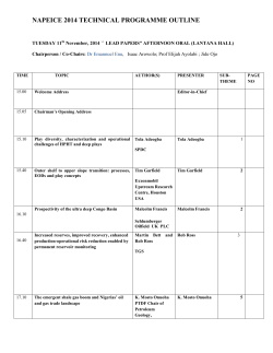 NAPEICE 2014 TECHNICAL PROGRAMME OUTLINE  TUESDAY 11