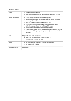Ventilation System System &bull;  Heat Recovery Ventilation.