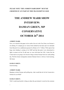 THE ANDREW MARR SHOW INTERVIEW: DAMIAN GREEN, MP CONSERVATIVE