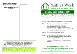 Pantiles Week Sunday 26th October 2014 News from Pantiles Baptist Church