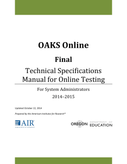 OAKS Online  Final Technical Specifications