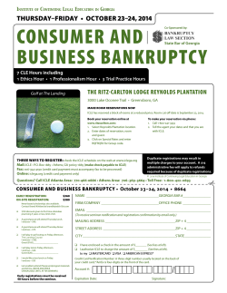 Consumer and Business BankruptCy thursday–Friday  •  OctOber 23–24, 2014