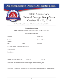100th Anniversary National Postage Stamp Show October 23 - 26, 2014