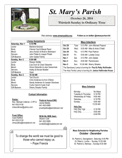 St. Mary’s Parish October 26, 2014 Thirtieth Sunday in Ordinary Time