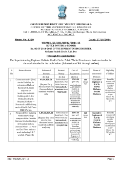 GOVERNMENT OF WEST BENGAL OFFICE OF THE SUPERINTENDING ENGINEER