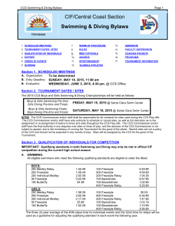 Swimming &amp; Diving Bylaws CCS Swimming &amp; Diving Bylaws Page 1