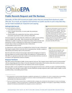 FACT SHEET Public Records Request and File Reviews