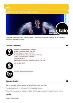 Short course Food Handlers Course