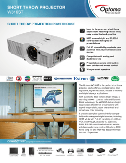 SHORT THROW PROJECTOR W316ST SHORT THROW PROJECTION POWERHOUSE