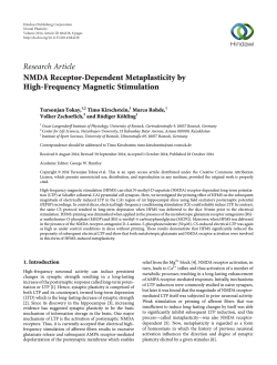 Research Article NMDA Receptor-Dependent Metaplasticity by High-Frequency Magnetic Stimulation Tursonjan Tokay,