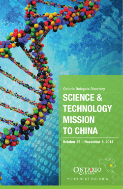 SCIENCE &amp; TECHNOLOGY MISSION TO CHINA