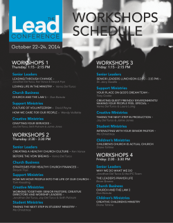 Lead WORKSHOPS SCHEDULE CONFERENCE