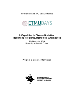 Program &amp; General information In/Equalities in Diverse Societies. Identifying Problems, Remedies, Alternatives