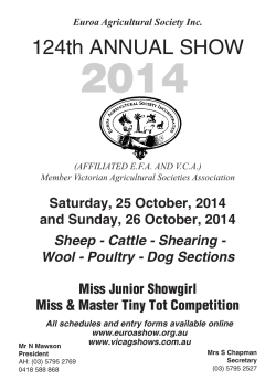 2014 124th ANNUAL SHOW Saturday, 25 October, 2014 and Sunday, 26 October, 2014