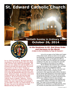 St. Edward Catholic Church October 26, 2014 Thirtieth Sunday in Ordinary Time