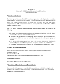 SYLLABUS Syllabus for B. Ed. Special Education Mental Retardation Pune University, Pune