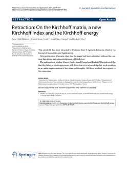 Retraction: On the Kirchhoff matrix, a new Open Access