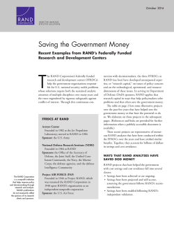 T Saving the Government Money Recent Examples from RAND’s Federally Funded