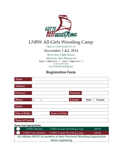LNBW All-Girls Wrestling Camp November 1 &amp;2, 2014 Registration Form