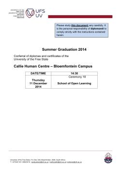 Summer Graduation 2014 – Bloemfontein Campus Callie Human Centre