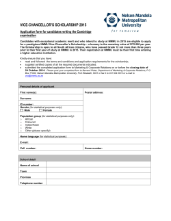 VICE-CHANCELLOR’S SCHOLARSHIP 2015 Application form for candidates writing the Cambridge examination