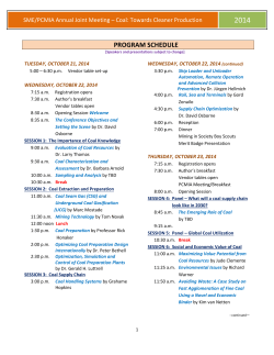 2014 PROGRAM SCHEDULE SME/PCMIA Annual Joint Meeting – Coal: Towards Cleaner Production