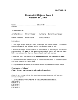 ID CODE: B Physics 201 Midterm Exam 2 October 27